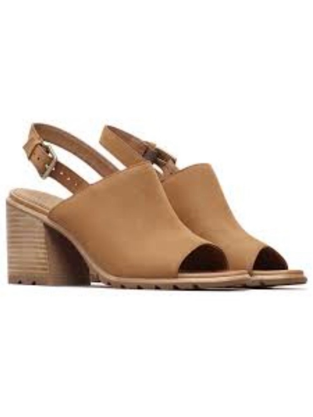 Sorel Women’s Tan Open-Toe Block Heel Slingback Sandals